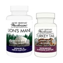 Host Defense Bandle with Lion's Mane Capsules, 120 Count & Turkey Aste Capsules, 30 Count - Atbalsts smadzeņu veselība, atmiņa un fokuss - Atbalsts Gremošanas un imūnā veselība *