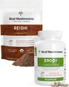 Īstas sēnes Ergotioneīns (60ct) un Reishi Organic Powder (45 Servē) Bundle ar Shiitake un austeru Sēņu ekstrakti - Garenība un relaksācija -Vegan, bez lipekļa, ne-GMO