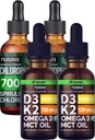 NUSAVA Neuzliesmojoši D3 K2 pilieni un hlorofila šķidrie pilieni Bundle - spēcīgi šķidrie vitamīni sirdij, locītavām, enerģijai, un imūnās sistēmas atbalstam - ne-GMO, bez lipekļa, 2pk Katrs