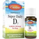 Carlson Super Daily D3 4000 SV (100 μg), sirds un imūnā veselība, zobu un kaulu stiprums, nepārslimoti, 365 pilieni