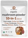 IZDEVĪGI PAPILDINĀJUMS Organisko sēņu pulvera papildinājums, 12oz – 10 in 1 Active Blend – Shiitake, Lions Mane, Cordyceps, Chaga, with More –Atbalsts Imūns, enerģija, & smadzeņu veselība – ne-GMO, Vegan
