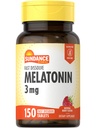 Sundance Melatonin Ātri izšķīdiniet - 3mg - 150 Ātri izšķīdiniet tabletes -- Natural Berry Flavor - Veģetārs, Non-GMO, un lipekļa bezmaksas papildinājums