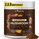 10-in-1 Sēņu pulveris, Sēņu komplekss - Lauvas Mane, Reishi, Shiitake, Chaga, Turkey Aste, Cordyceps, Maitake & More, Sēņu piedevas pulveris enerģijai, atmiņai, Focus & Imūnsupport 8oz