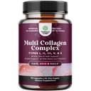 Advanced Multi Collagen Complex - bez vecuma Multi Collagen Peptides Papildinājumi ar tipu 1 2 3 5 & X & Biotīns matiem, ādai un nagiem Vitamīni - Biotīna Papildinājumi sievietēm un vīriešiem - 90 Count