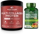 Multikolagēna proteīna pulveris Hidrolizēts (Type I II III V X) + Vesela pārtikas multivitamīns vīriešiem - dabīgi multivitamīni, minerālvielas, organiskie ekstrakti Bandle