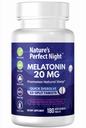 Dabas Perfekta nakts -- Melatonīns 20mg - 180 Ātri izšķīdiniet tabletes -- Dabīgs Jauktas Ogas Flavor -- Augstas potences -- Bez cukura -- Vegan -- bez lipekļa --- Vērtības lielums