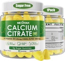 Kalcija citrāts Gumijas 1200mg ar vitamīnu D3 K2, košļājamā kalcija piedevas sievietēm un vīriešiem, augstas potences atbalsts B0ne, Te*th, spēks un imūnā veselība, Mango Flavor, ne-GMO, bez cukura, 60 Cts