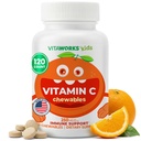Bērni C vitamīna košļājamās tabletes 250mg - Vegāns, bez ĢMO, bez lipekļa, bez Nut Vitamīni - uztura papildinājums imūno atbalstu - bērniem - 120 košļājamās vielas