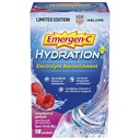 Emergen-C Hydration+ Sporta dzēriens maisījums ar C vitamīnu (18 Skaits, Aveņu Flavor), Elektrolītu papildināšana, 0.33 Paugurveida pulvera paketes