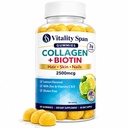 Kolagēns Gumijas ar Biotin (2500mcg), C vitamīns, E, Cinks matiem, ādai un nagiem, zems cukura, citronu Flavor, 60 Gumijas, Ražots ASV