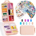 14 Grids Travel Pill Organizators Kaste ar 415-Pcs Medicine Name Labels - Pocket Daily Pharmacy Case Container Kit - Travel Medication Holder Dispenser for Fish Oil Vitamīnu Papildinājums Glabāšana - Rozā