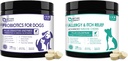 DABAS MĒRĶA probiotikas suņiem, ar prebiotikām un gremošanas enzīmiem, vitamīniem un omega 3 alerģijas nieze atvieglojumu, samazināt caureju, gāze, pārtraukt pawlicking, karsti plankumi, karsts
