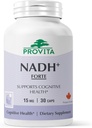 PROVITA NADH+ Forte - Kognitīvā atbalsta papildinājums ar NADH, Coenzyme Q10 & Chlorophyl - Enerģijas atbalsts, Fokuss, Garīgā skaidrība un smadzeņu veselība -Vegāna kapsulas - Augsta Absorbcija Šūnu formula