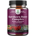 Augsta stipruma Hawthorn Berry Capsules - Pure Antioksidants Hawthorn Berry Papildinājums ar lapu un ziedu ekstraktu 4:1 Veselīgai sirdij un gremdēšanai - Enerģijas atbalsts vīriešiem un sievietēm - 120 Count Pack