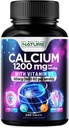 Kalcijs 1200mg ar vitamīnu D3 Best Absorbcija - Uzlabota kaulu atbalsta papildinājums, 1200 mg kalcija karbonāts & 1600 SV D3 vitamīns, lēna Imūnās palīdzības atbrīvošana, Viegli norīt, 240 tabletes