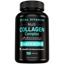 Vitamīni Multikolagēns sievietēm un vīriešiem - I, II, III, V, X tips - Zāles barotne, ne- GMO - 150 kapsulas