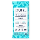 Pura Pietvīkums Hemorrhoid Wipes XL, 48 Count, Medicated ar Dzesēšanas Witch Hazel, Aloe & Coconut Oil, Fast Relief, Fragrance-free, 100% Plastmasas-free