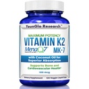 Vitamīns K2 MK7 (MenaQ7) 100 μg w/Coconut Oil superior absorbcijai, uztura bagātinātājs, 120 Vegan šķidrās kapsulas kaulu stiprumam un blīvumam pieaugušajiem sievietēm un vīriešiem