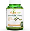 NutreeVit 100% Organic Powerful Superfood Formula - Imūnās sistēmas pastiprinātājs enerģijas tabletes ar Moringa, Spirulina, kviešuzāle, un Kelp - 240 grāfs pudele
