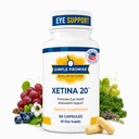 Vienkāršs Apsolījums - Xetina 20TM Luteīns un Zeaksantīna piedevas - Essential Support for Acu veselībai ar vitamīniem E, Eyebright, cinku, vīnogu sēklu ekstraktu, Rutin & Melleņu 60 kapsulas