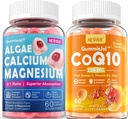 Bezcukura kalcija papildinājums 600mg, aļģu kalcija Magnija 2:1 attiecība + bezcukura CoQ10-250mg piepildīti gumijas, augstas absorbcijas koenzīms Q10