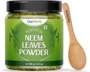 Neem atstāj pulveris Dabīgs šķīdums Pimple-free Skaidra āda un zīdaini mati, Ideāli piemērots sejas iepakojumiem, matu kopšanai, un pigmentācijas atbalsts ar koka spoon – 100g 3.5 Oz