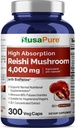 NusaPure Reishi sēņu ekstrakts 20:1 ekstrakts, 200 mg Ekvivalents 4000 mg uz kapsulas 300 Veggie Caps Vegan, Non-GMO, Vegan
