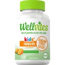 Wellvites Bezcukura Kids Imūnās Daily Gummy Vitamīni - Vegan, Non-GMO - vitamīns C Gummies bērniem Imūnsupport, Nav Mākslīgie saldinātāji, Gluten-free, Želatīns-free, 60 Skaits (30 dienu piegādes)