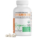 Bronsons D3 vitamīns 5000 SV Sertificēts Organiskais D vitamīna papildinājums, ne-GMO, USDA Sertificēts, 90 tabletes