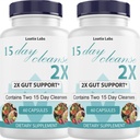 15 Day Cleanse 2X - Double Gut & Colon Support - Advanced Gut Cleanse Detox sievietēm un vīriešiem ar Alfalfa, Cascara Sagrada, Probiotics & Psyllium Husk - Ne-GMO - Ražots ASV - 60 Kapsulas (2 pudeles)
