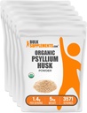 BulkSupplements.com Organic Psyllium Husk Powder - Psyllium Husk Powder for Baking, Fiber Papildinājums - bez lipekļa, 1,4g per Serving, 1kg (2.2 mārciņas) (iepakojums no 5)