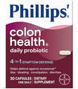 Phillips' Colon Health Dienas probiotikas kapsulas, 4-in-1 Simptomu aizsardzība, lai palīdzētu aizsargāt pret neregulāru gāzi, uzpūšanās, aizcietējums, un caureja, ikdienas papildinājums, 30 Skaits
