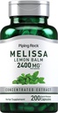 Piping Rock Lemon Balzams Kapsulas 2400mg - 200 Grāfs -- Citron Balzams ekstrakts -- Melissa augu papildinājums -- bez lipekļa, ne-GMO