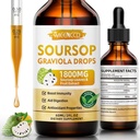 Sorsop Graviola šķidruma pilieni 1800mg, dabas antioksidants, šūnu atbalsts un reģenerācija, imūnā Boost, soursop bitters Šķidrums, bez cukura, ne-GMO, Vegan, Orange Flavor, 2 FL OZ