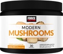 FORCE FACTOR Mūsdienu sēņu pulveris, sēņu papildinājums ar Lions Mane, Turcija Aste, & Cordyceps to Support Energy, Focus, Immunity, & Digestion, Vanilla Flavor, 30 Kalpo