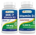 Labākā dabas K2 vitamīns (MK7) ar D3 un vitamīnu D3 10000 I