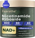 Liposomālais nikotīnamīds Ribosīds - NAD+ Papildinājums ar Resveratrol un Quercetin - NAD Nikotinamīds Riboside Resveratrol 900mg anti-Aging, Enerģija, Focus - 80 kapsulas, 40 dienu piegādes