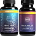 Primal Ražas smadzeņu Boost & Vision papildinājumi sievietēm un vīriešiem Redzes un acu atbalsta komplekss ar Lutein, Zeaxanthin Bundle