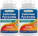 Kalcija piruvāts 750 mg 120 kapsulas ar labāko dabas (2 kapsulas iepakojumā)