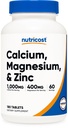 Nutricost kalcija, magnija un cinka tabletes 1,415 mg, 180 tabletes - vitamīnu/minerālu blend papildinājums, 60 Kalcijs - bez lipekļa, ne-GMO