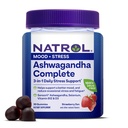 Natrol Ashwagandha Complete Gummy, 3-in-1 Dienas stresa atbalsts, atbalsta labāku garastāvokli, samazina neregulāru stresu un nogurumu, 30 Gummies, līdz 15 dienu piegādes