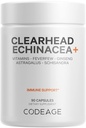 Kodi Clearhead Echinacea+ Papildinājums - Ehinācija, Schisandra, Drugfew, Coptis, American Ginseng, Astragalus, Ķiploki, Probiotikas, Vitamīni C & D3, Cinks, Selēns - dzidrs galvas vitamīns - 90 kapsulas