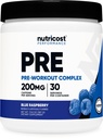 Nutricost Pre-Workout Complex pulveris (30 Servējumi, Blue Avenes) - Pirms-Workout Papildinājums ar Beta-Alanine, Taurīns un aminoskābes