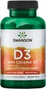 Swanson D- 3 vitamīns ar kokosriekstu eļļu 60 Sgels