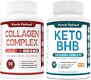 Purely Optimal Premium Keto Diēta Tabletes Izmantot Taukus enerģijai ar ketozi + Premium Multi Collagen Peptides kapsulas (I, II, III, V, X tips)
