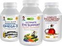 ANDREW LESSMAN 3 Produkta acu veselības paka - 360 Softgels Katrs Ultimate acu atbalsts, maksimāli Essential Omega 3 un Complete Tocotrienols. Veicina un atbalsta acu veselību.