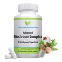Advanced Sēņu komplekss - Lion's Mane, Reishi, Cordyceps, Chaga, Turkey Aste, Maitake 10X Sēņu Blend Superfood – Imūnsupport & Nootropic Brain bagātinātāji Immunity & Energy - 60 kapsulas