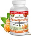 UDAF Pārbaudīts Organic Ashwagandha ar melnajiem pipariem - 180 kapsulas - 1965mg Extra Stress, Miega, Mood, Vairogdziedzeris, Focus, Matu, Vegan Pure Root Extract Pulveris - Vīriešu un sieviešu papildinājumi