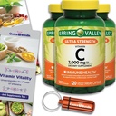 Izvēle Bundle Spring Valley Ultra spēks C vitamīns Kapsulas Diētiskā papildinājums 2000 mg 120 Ct 3 pk (360 Kopā) + Vitamīnu Guide & Pill Konteiners (5 Vienības)!