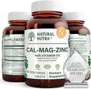 Dabas Nutra kalcija magnija cinka papildinājums ar vitamīnu D3 kaulu stipruma, palīdz uzlabot muskuļu spēku, veselība bez lipekļa, un bez cukura, Essential Mineral Complex 100 Skaits (iepakojums 3)